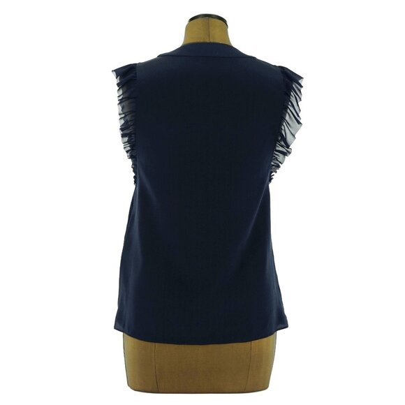 Ted Baker Navy Eene Frill Silk Top - Picture 9 of 15